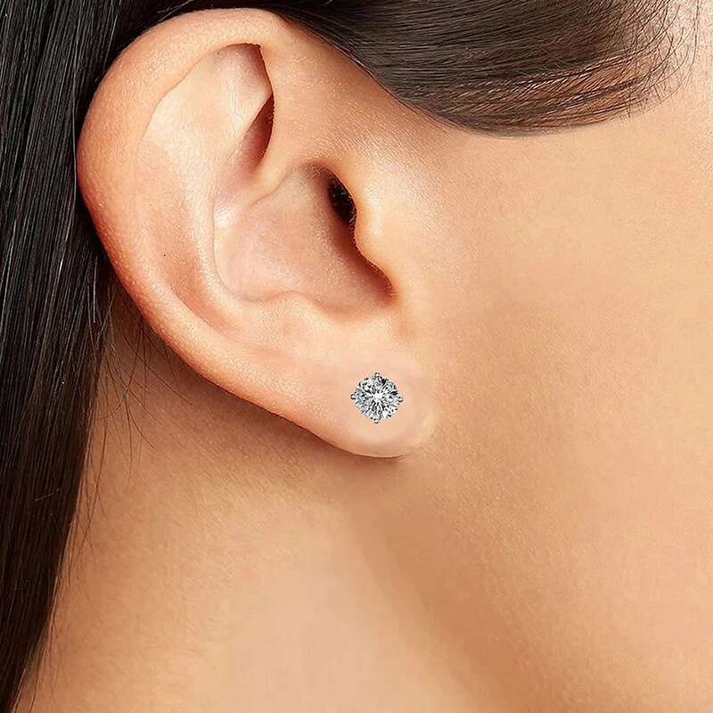 Lnngy 0.3-2CT Moissanite Stud Earrings For Women Girl Certified Sier Earring Exquisite Wedding Jewelry Piercing Pendientes