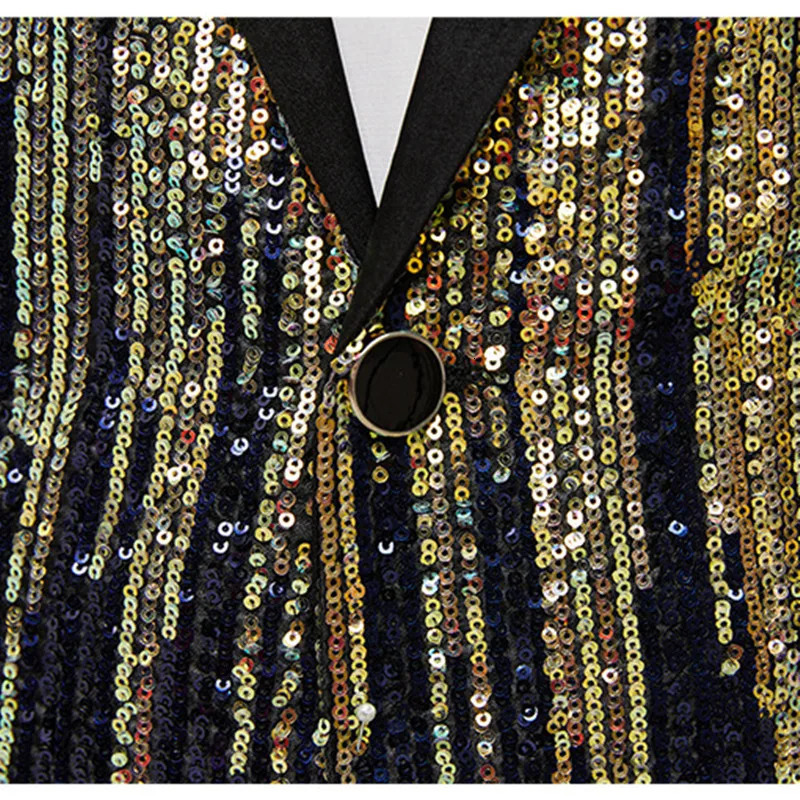 Glitter Sequins Shawl Collar Suit Jacket Male Singer Host Stage Performance Tuxedo Blazer Bar Concert Party Formal Blazers 250304