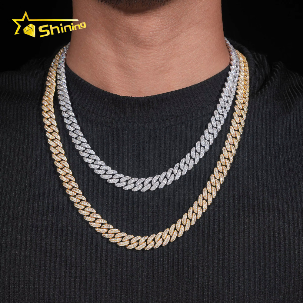 Hip Hop Jewelry Iced Out Men Sier 8MM 10MM Moissanite k Chain Fashion Moon Shape Cuban Necklace