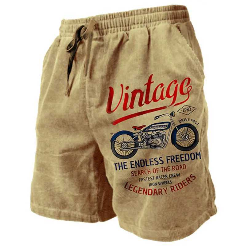 Vintage Motorcycle Pattern Beach Short For Men Fashion Casual Summer 3D Printed Swim Trunks Loose Trend Streetwear Short PantsT250304