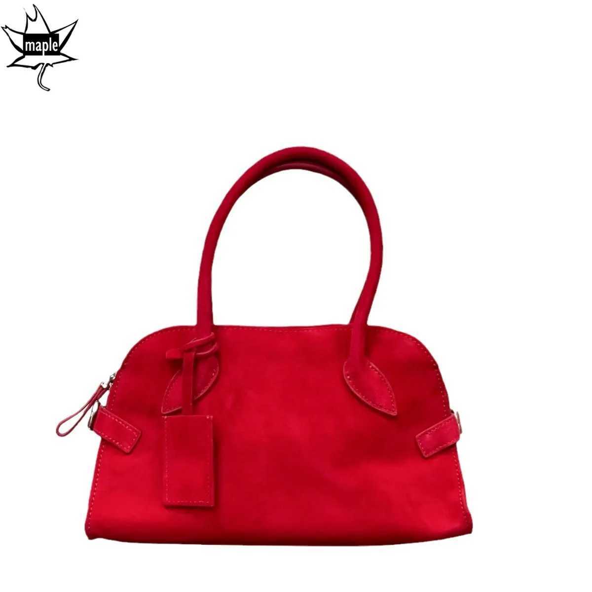 Fashion designer matte bridal red handbag high-quality suede leather womens shoulder bag niche womens handbag Z250303