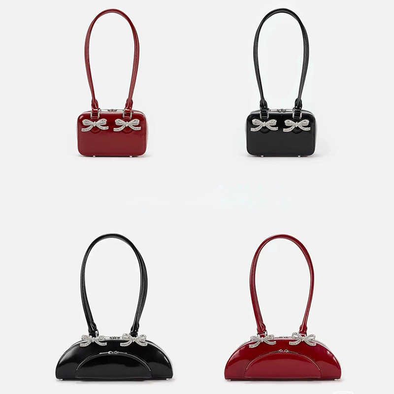 Internet famous sweet and playful girl butterfly bow sparkling diamond socialite lady armpit bag spring/summer new women's bag trend 250315