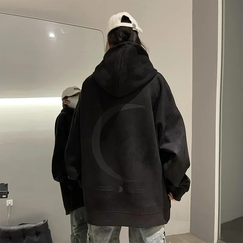 Autumn Moon Graphic Hoodie For Men Harajuku Fashion Streetwear Pullover Hoodies Unisex Hip Hop Oversize Y2K Hooded Sweatshirts 250304