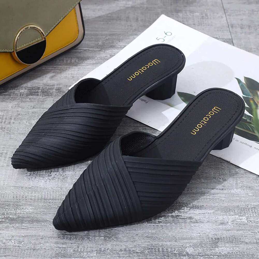Toe Low Pointed Heeled Women'S Summer Casual Fashion Sandals Anti-Odor And Non-Slip