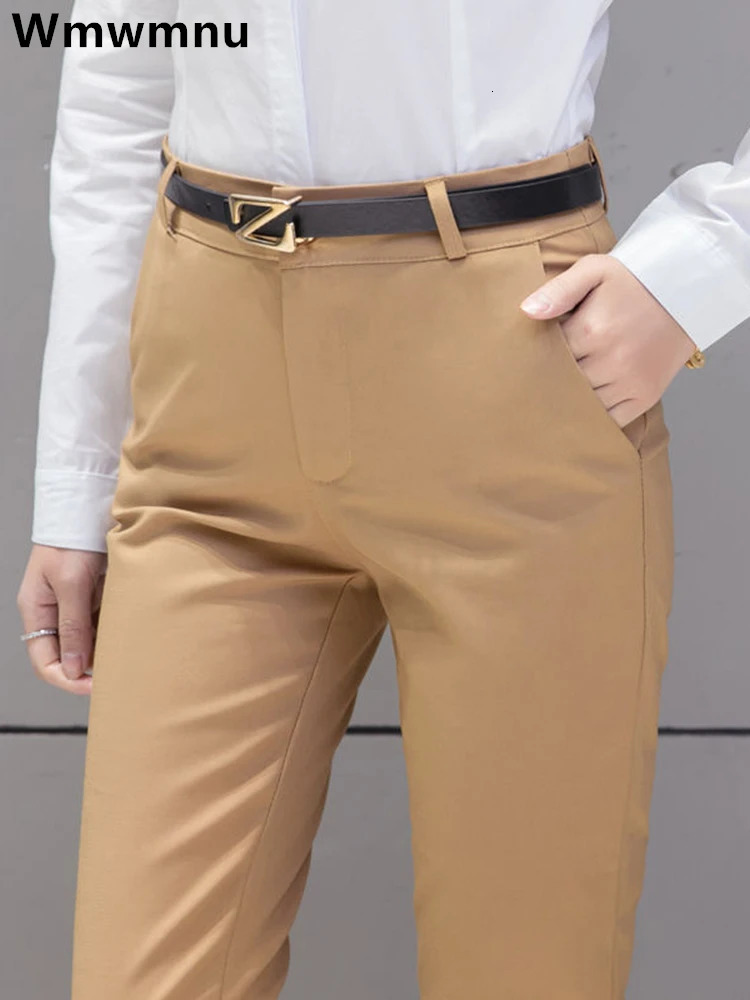 Slim Skinny High Waist Elastic Pencil Pants Overiszed 75kg Women Ankle-length Trousers Casual Spring Office Formal Pantalon 250303