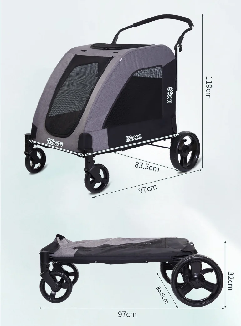 Premium Dog Stroller for large dogs, Extra Large Pet Stroller for Medium Dogs Foldable, Easy assemble Dog Wagon