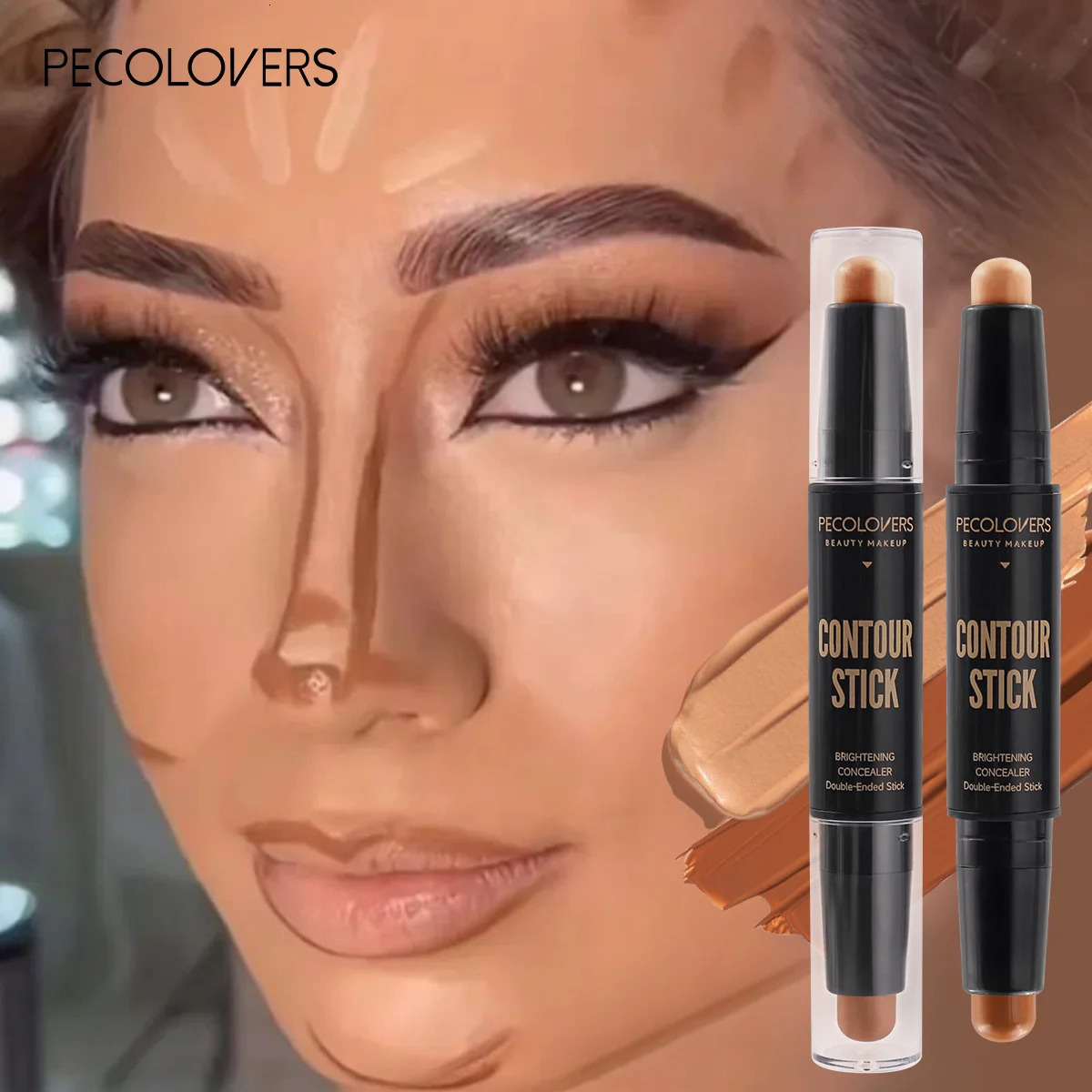 Double Head Highlight Pen Face Make Up Liquid Waterproof Contouring Foundation Contour Makeup Concealer Stick Pencil Cosmetics 250303