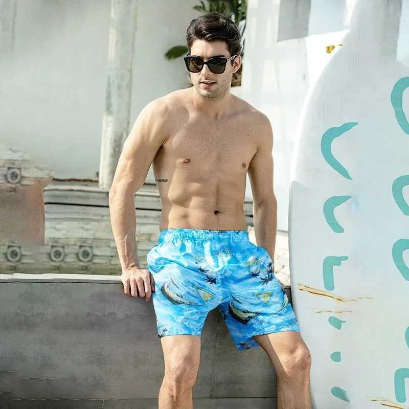 Summer Mens Equal Size Beach Pants 2023 Hawaiian Style Fake Print Multi-Color Patchwork Shorts Everyday Casual ShortsT250304