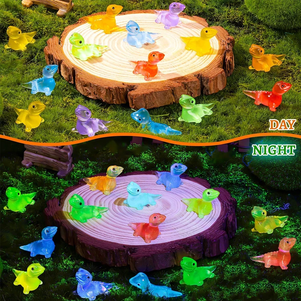 100pcs Cute Mini Resin Lizard Miniature, Glow in The Dark Tiny Animal Figures for Micro Landscape, Home DIY Craft Decoration