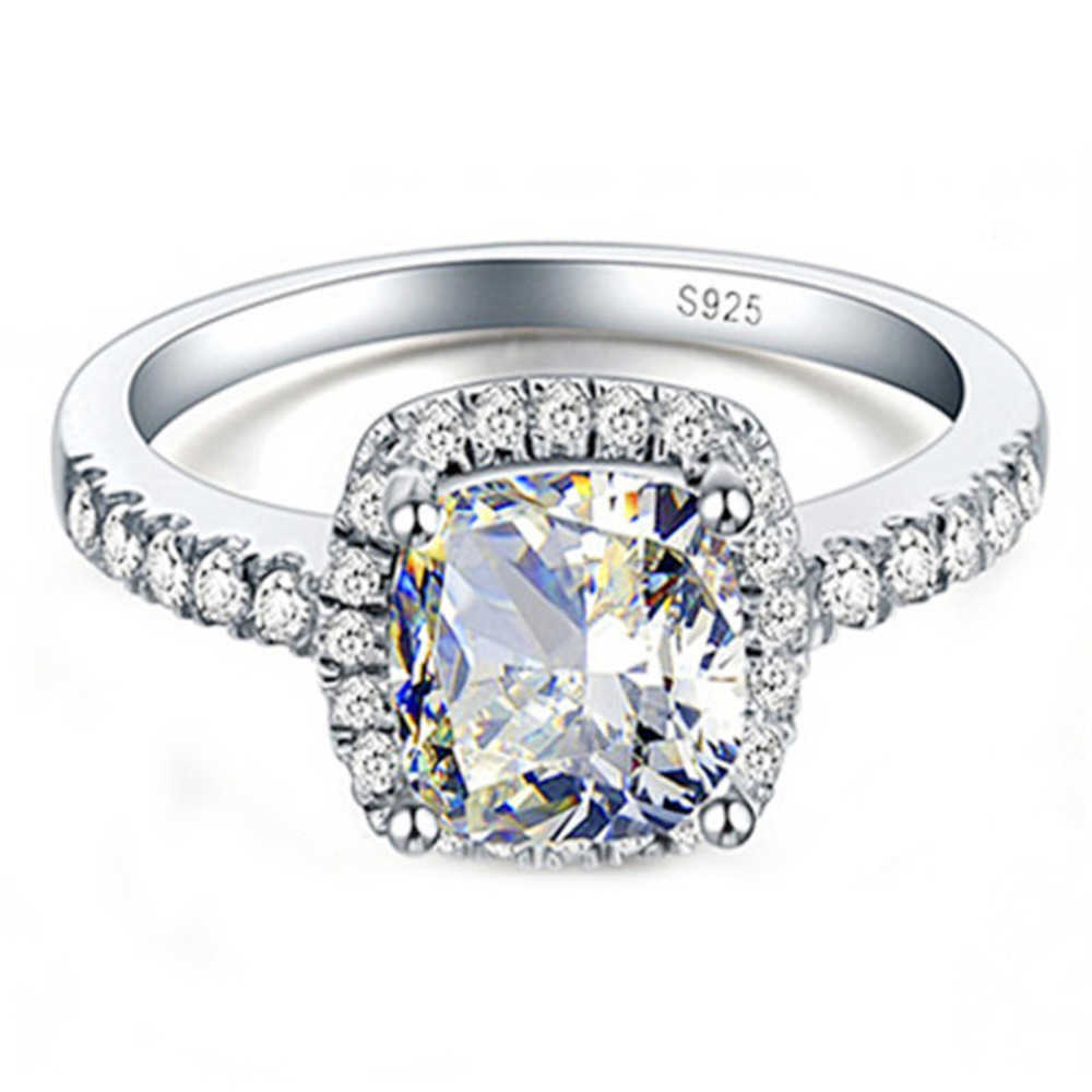 Couple Rings Advanced Square Color Large Zircon Ring Simulation Diamond Ring R466 H25303