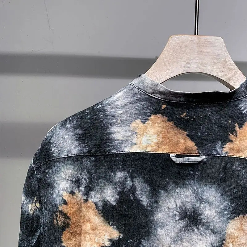 Summer Shirt Mens Short-sleeved Starry Sky Pattern Tie-dye Five-point Sleeve Teenager Student Casual Half-sleeved Floral Shirt 250227