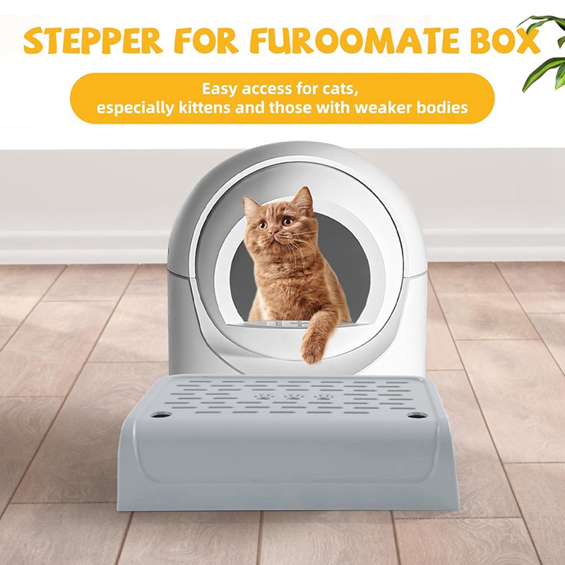 ABKP-Cat Litter Box Ramp With Filter Function, Double Layered Self-Cleaning Cat Litter Box Litter Trapper With Storage