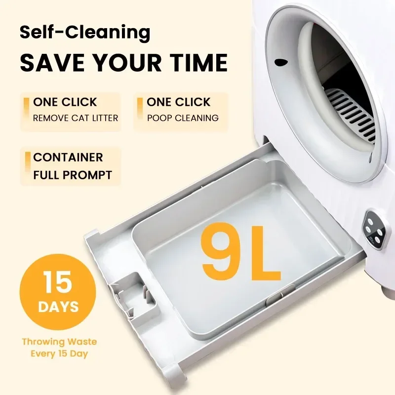 86L Electric Entrance Door Automatic Cat Litter Box for Multiple Cats with Video Monitor/Anti-Pinch/Odor-Removal/5G/APP Control