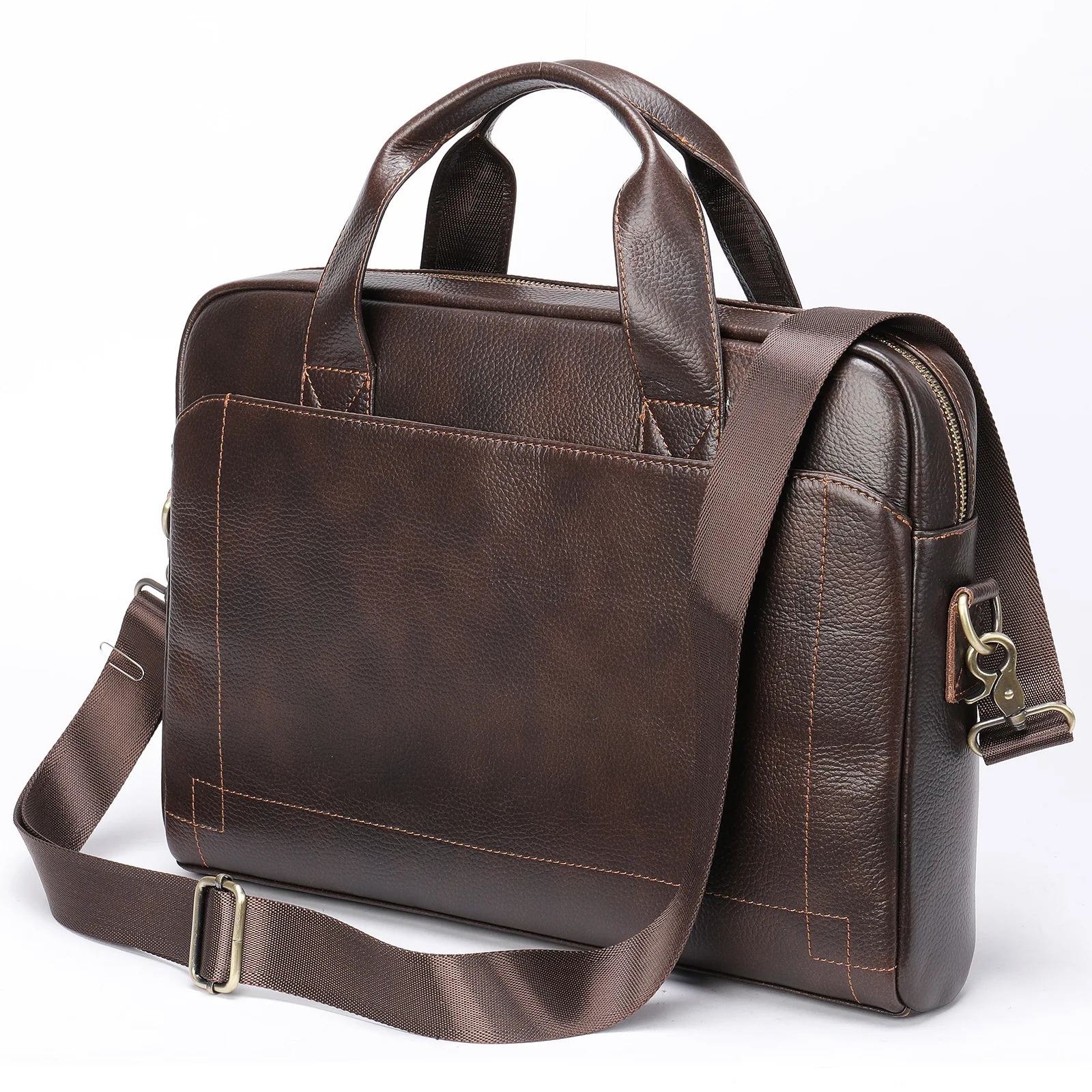 Sell Mens Leather Briefcase Bag Genuine Cowhide Man Laptop Bag Business Handbags For Male Leather Tote Attache Case A4 Size 250228