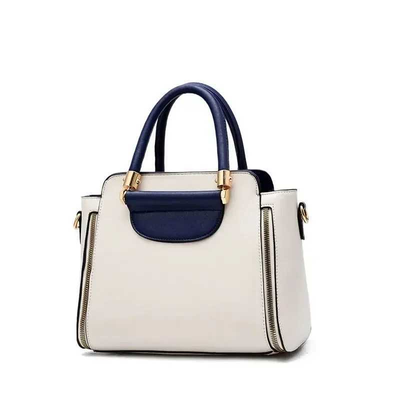 Fashion Color Contrast Handbag Stitching Striped Crossbody Bag Womens Elegant Office Work Purse Z250303