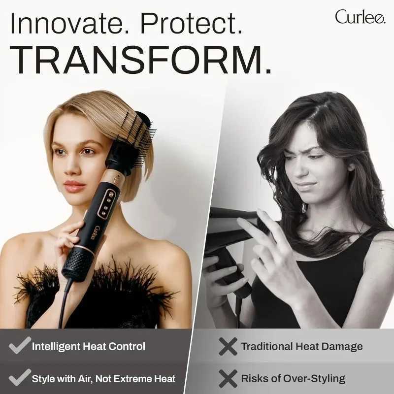 Curling Irons Curlee Hair Dryer Brush 1200 Watts 6 in 1 Hair Accessories Blow Dryer Automatic Curling Iron with Storage Case in Black z250304