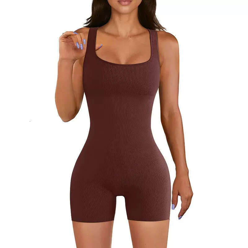 One piece suit with exposed back and lifted buttocks slimming, fiess shorts for women's sports body training, aerial one-piece yoga suit, 2025 ne