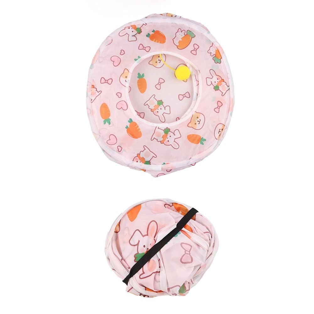 Creative Printed Cat Play Tunnel Long Straight Channel Foldable Cat Tent Nest with Furry Ball Square Channel Cat Channel Cat Toy