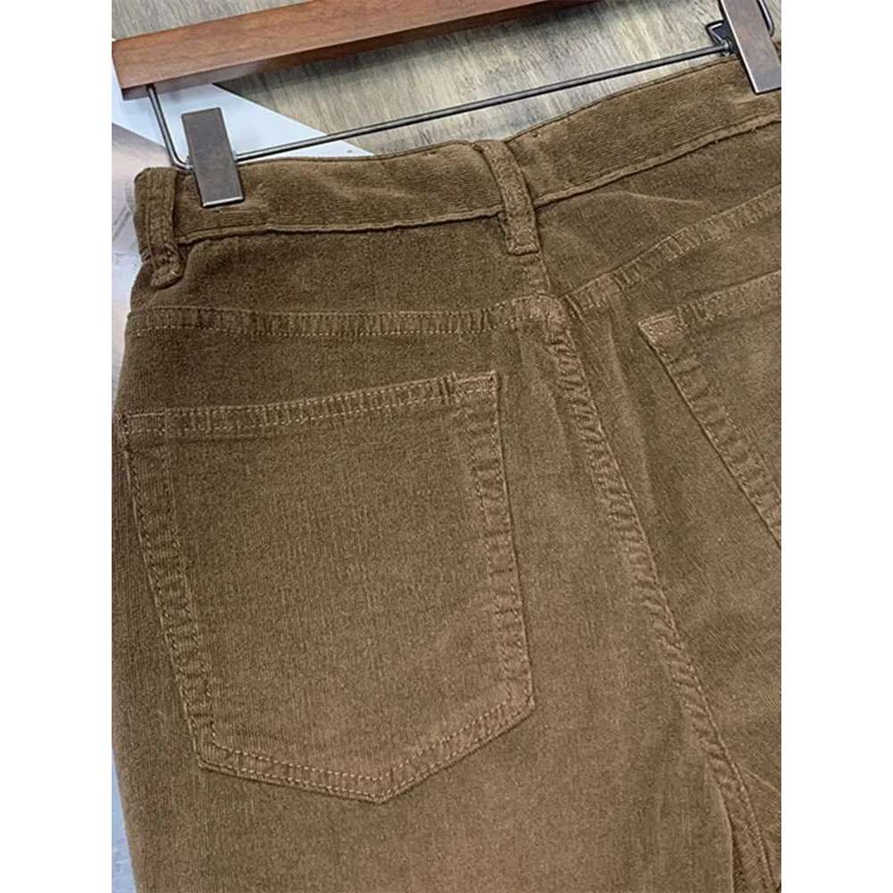 Women Fashion Zipper Fly Corduroy Jeans Retro Loose High Waist Solid Color Straight Leg Pants For Ladies