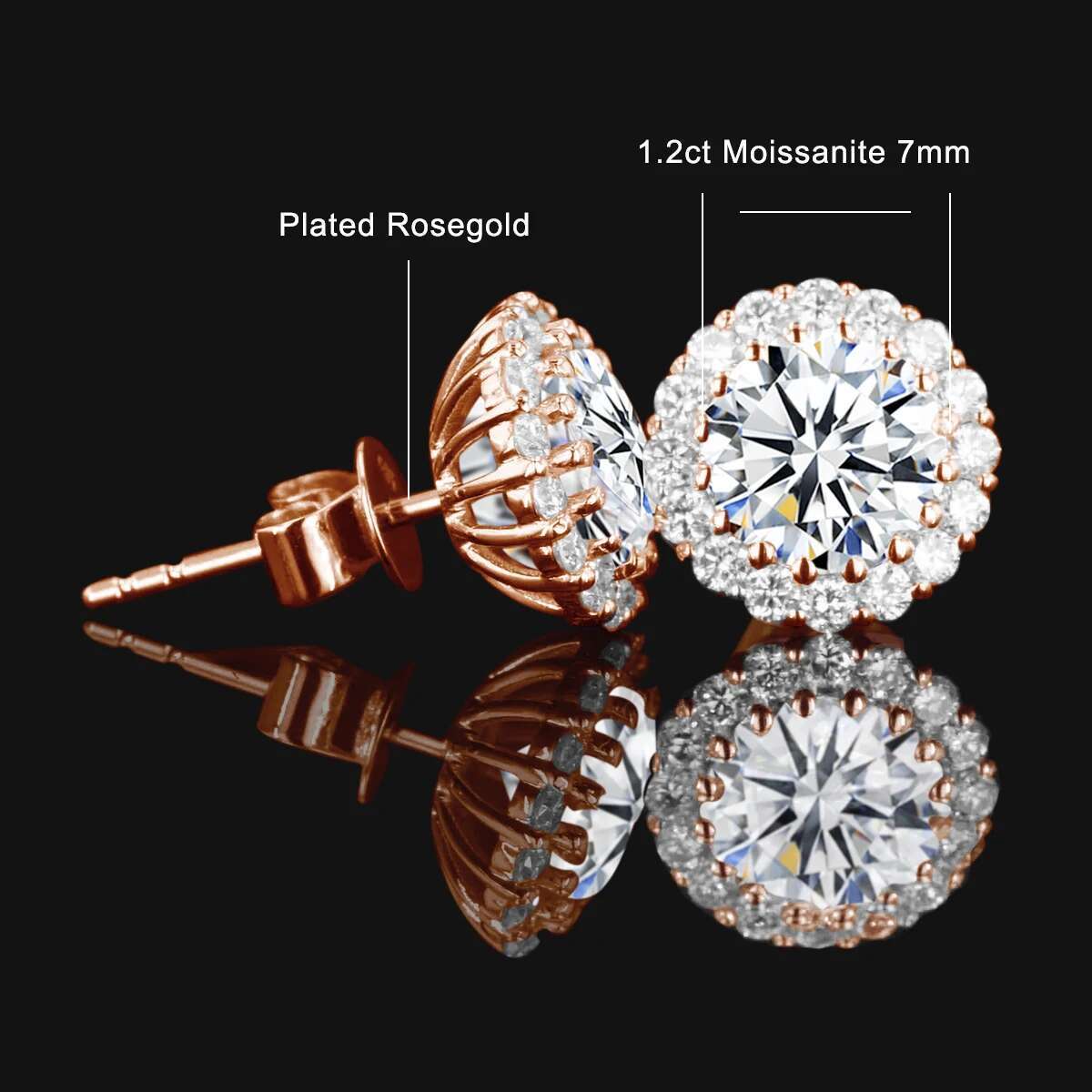 Real 1.2ct D Color Moissanite Dia Stud for Women Sterg Sier Wedding Accessories Earrings Jewelry