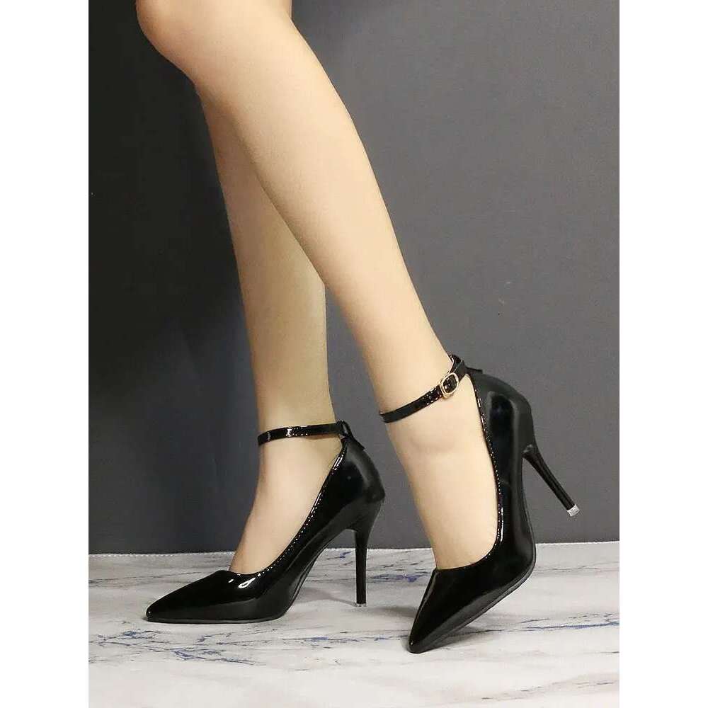 High Heel Aphixta Cm Cm Cm Buckle Women Pointed Toe Pumps Patent Leather Shoes Stiletto Heels Office Pump Super Big Size