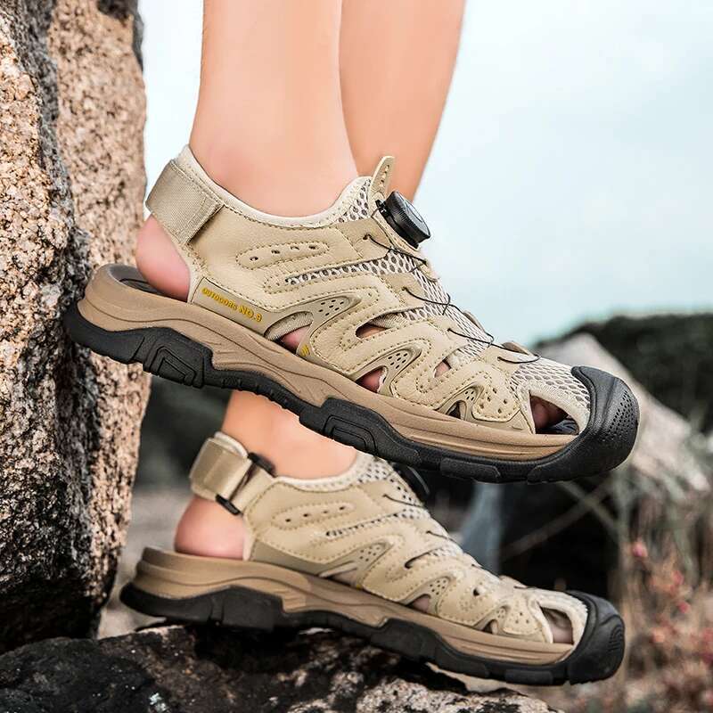 Summer Genuine Mens Casual Outdoor Leather Sandals for Men Beach Roman mens Shoes