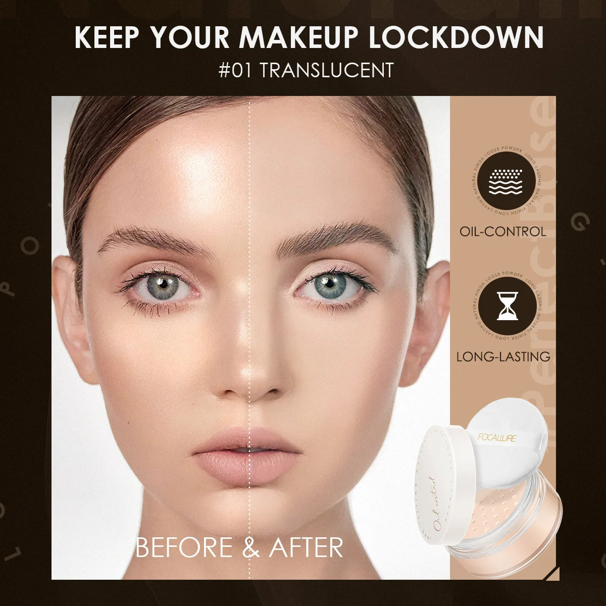 FOCALLURE Oil-Control Matte Loose Powder Waterproof Non-Cakey Translucent Silky Smooth Face Makeup Setting Powder Cosmetics 250224