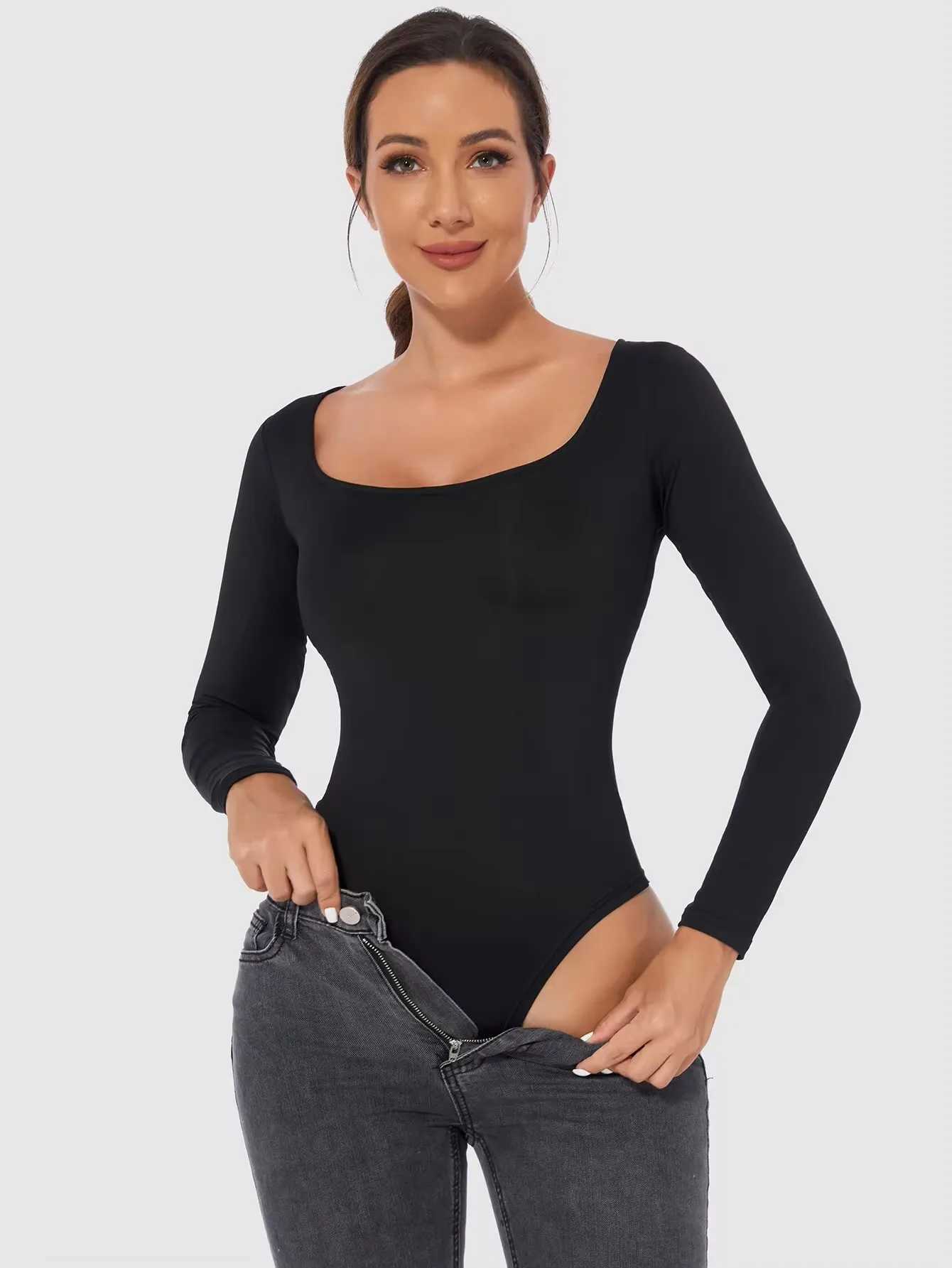 Fall and winter shapewear jumpsuit womens tight corset long swedish undershirt slim fitting jumpsuitXJ250304