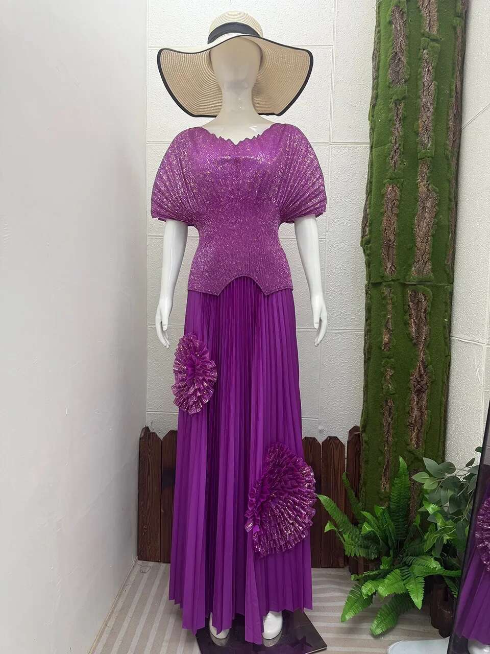2025 New Miyake Pleated Heavy Industry Disc Wer Pendulum Skirt Set Fashion Design Temperament Womens Two Peice Sets Clothing