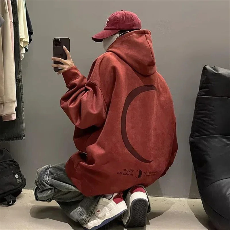 Autumn Moon Graphic Hoodie For Men Harajuku Fashion Streetwear Pullover Hoodies Unisex Hip Hop Oversize Y2K Hooded Sweatshirts 250304
