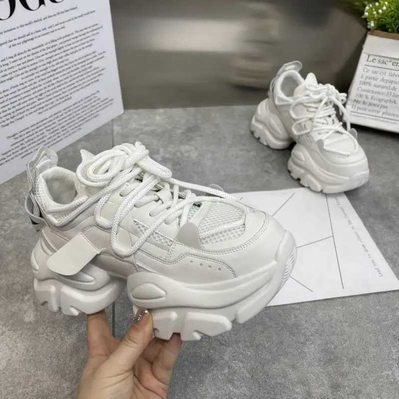 Trendy Mesh Dad Shoes for Women 2024 Autumn New Style Thick Sole Height Increasing Versatile Casual Sports Vulcanized ShoesC250304