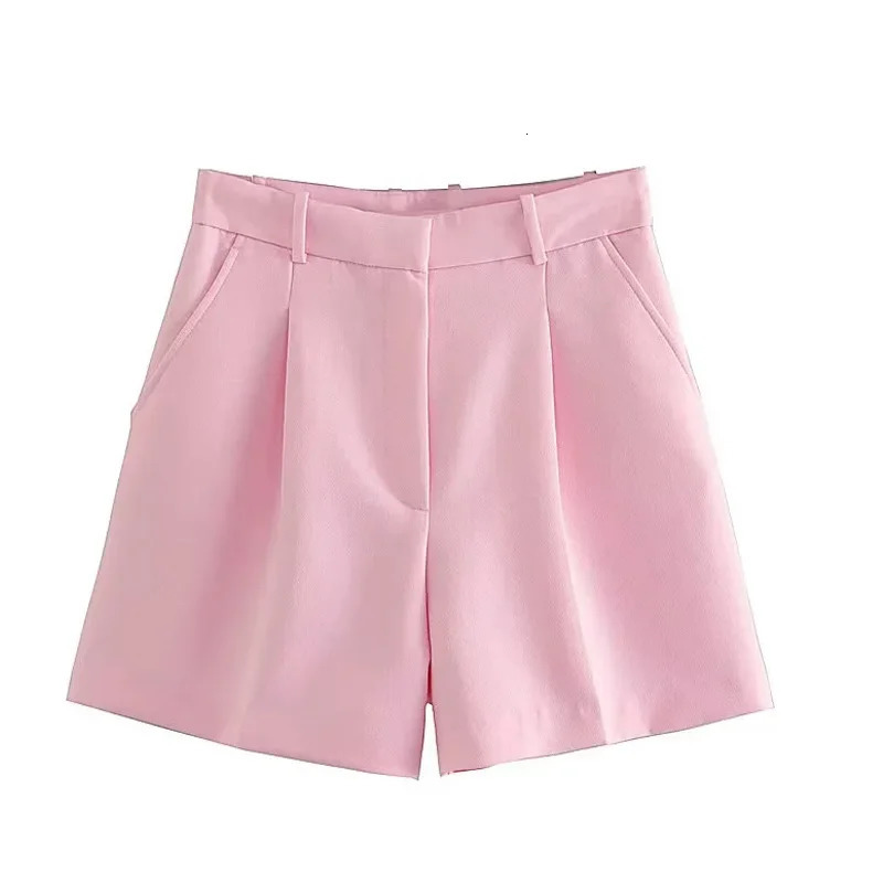 TRAF Female Shorts Black Pink Shorts Woman Summer Pleated Baggy White Shorts For Women Casual High Waist Short Pants 250303