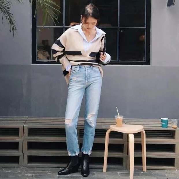 Quality Women's High Waist Distressed Retro Jeans Casual Fashion Ankle-Length Denim Pants 2024 New