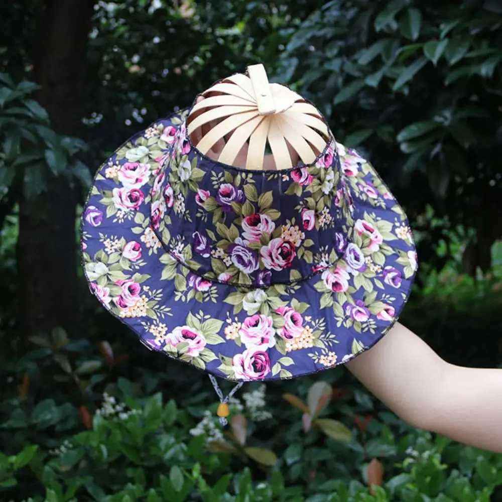 Womens Folding Fan Hat Bamboo Silk Folding Wide Brim Hat Summer Portable Travel Beach Sunscreen C Sunscreen Jewelry GiftXJ250304