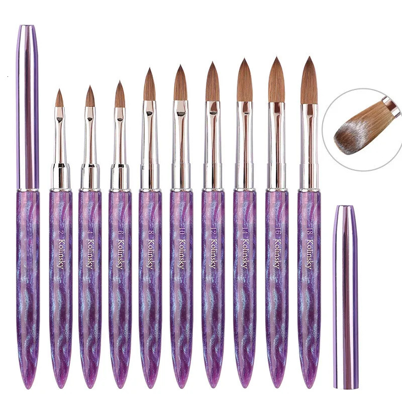 1Pc Purpie Kolinsky Nail Art Brush Acrylic UV gel Extender nail polish Painting Brush Nail Art Brush 250304