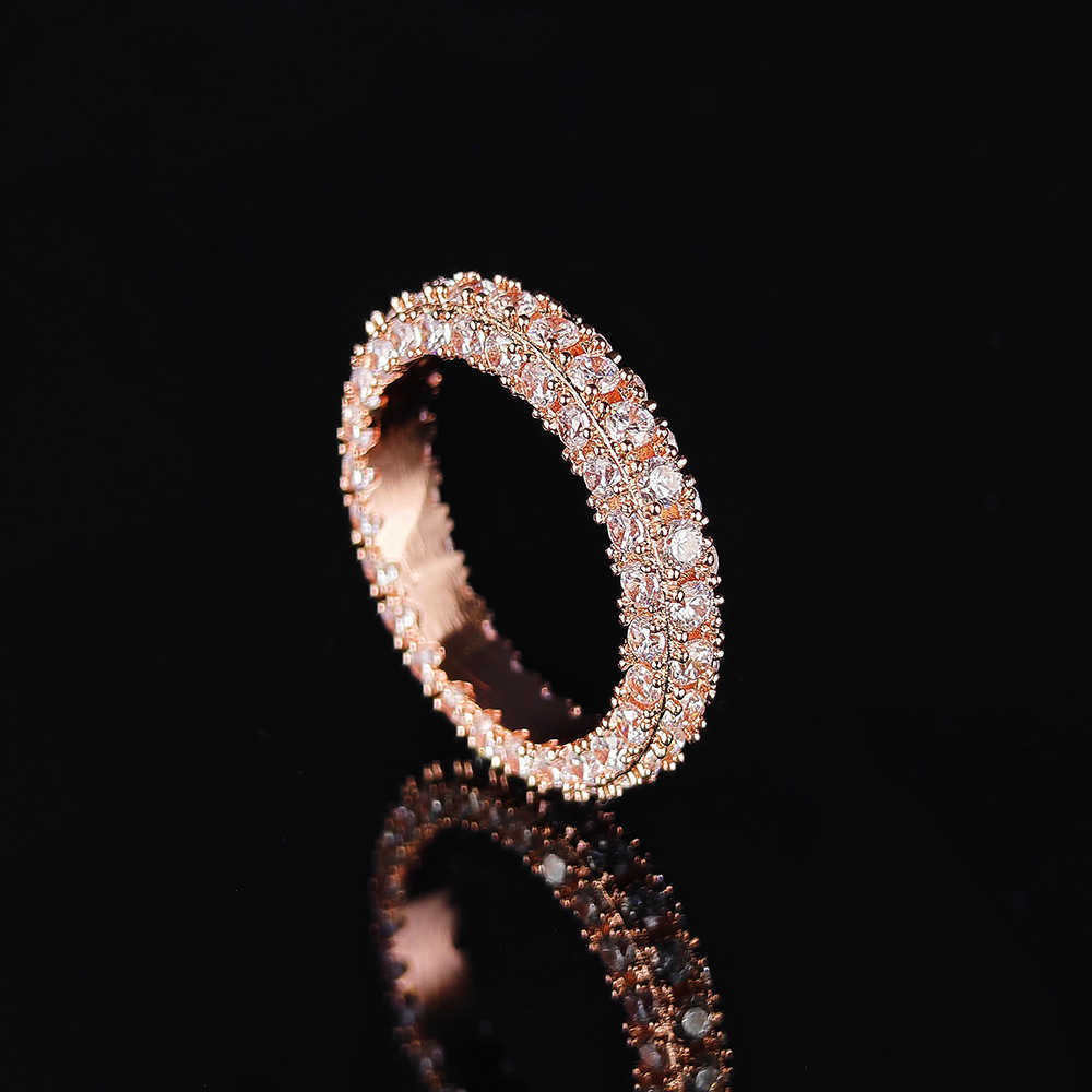 Couple Rings Ins style minimalist three sided zircon design couple ring personalized hip-hop ring R7958 H25303