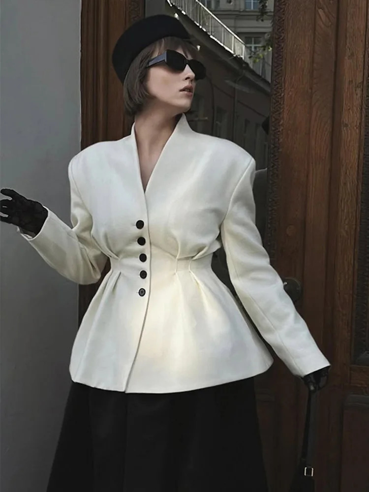 2025 Spring Single Breasted Notched Pocket Suit Coats Fashion Women Long Sleeve Blazer Jackets OL Elegant Tops Streetwear 250303