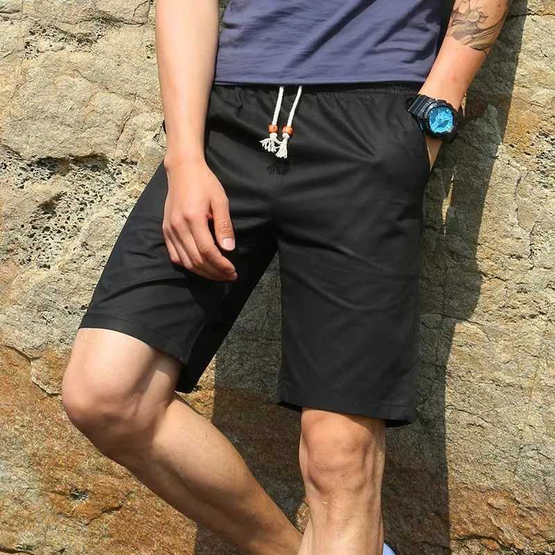 2024 new mens casual shorts fitness jogging pants retro classic color clothing waist hanging bead drawstring sports shortsT250304