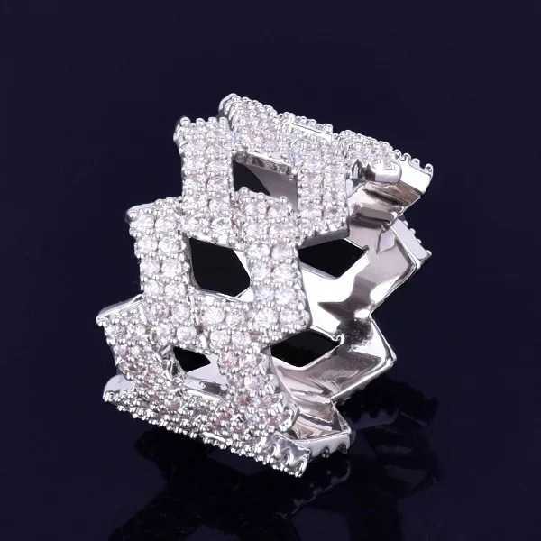 Couple Rings Hip hop diamond shaped Cuban ring with real gold electroplating fashionable and personalized trendy solid mens ring H25303