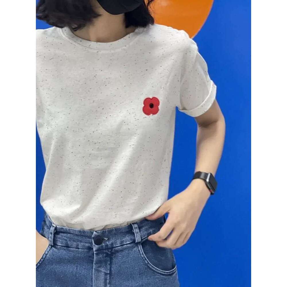 Clearance Price Spring Summer Women Fashion T-Shirt All-Match Ladies Letters Ral Print Solid Color Tee Tops