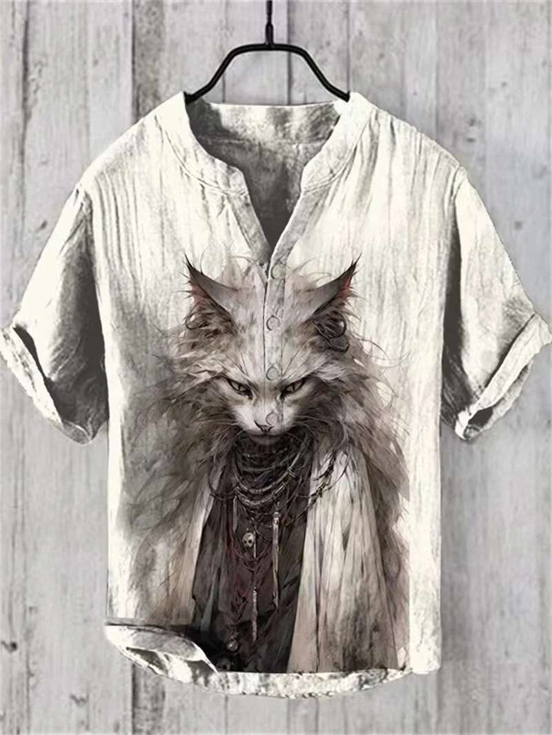 2025 Summer New Retro Style European And American Popular Designer Shirt Short Sleeved Fashionable Hawaiian Breathable Comfortable Shirt Button V-neck