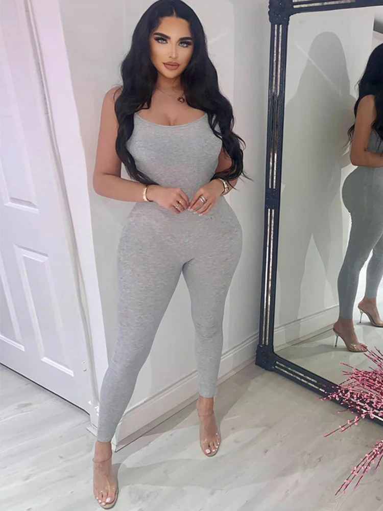 Black Sexy Jumpsuits Women Summer Sleeveless Rompers Spaghetti Strap Backless Casual Bodycon Skinny Sports Fashion Streetwear 250303