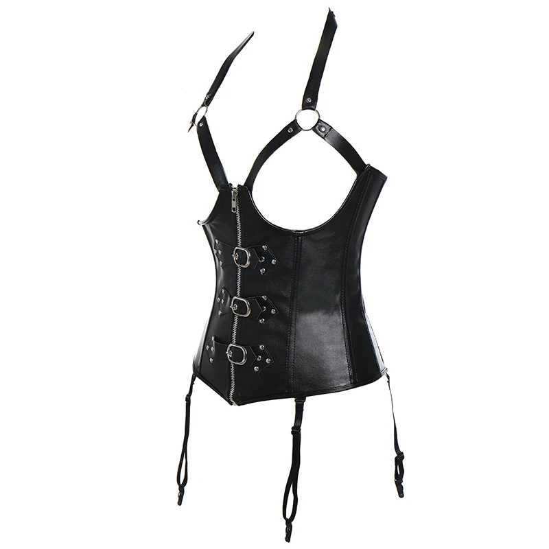 Sexy Plus Size Steampunk Gothic Corset Bustier Steel Boned Leather Waist Trainer Corset Bustier Waist Cincher Shaper CorseletXJ250304
