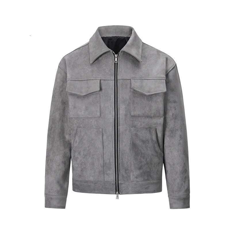 High Street Pockets Laper Zip-Up Suede Thick Coat Mens Retro Solid Windbreaker Loose Winter Jackets Oversize Casual Clothes