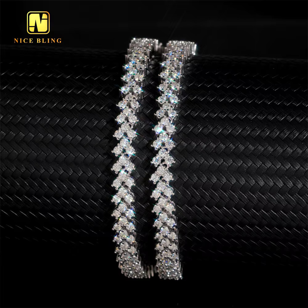 New Design Sterg Sier Trendy Style Jewelry Necklace Iced Out VVS Moissanite Full Round Dia Women Men k Chain