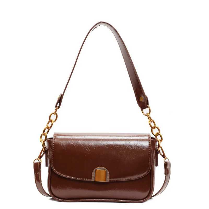 Luxury Women Brand PU Leather Crossbody Bag Retro Chain Lock Saddle Messenger Shoulder Bag Y250303
