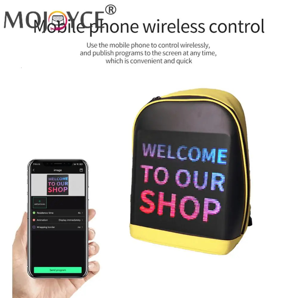 Ship from US Outdoor Walking Billboard Wifi Bags LED Display Screen Backpack Business Travel Laptop Bag Multifunction School 250304FBB