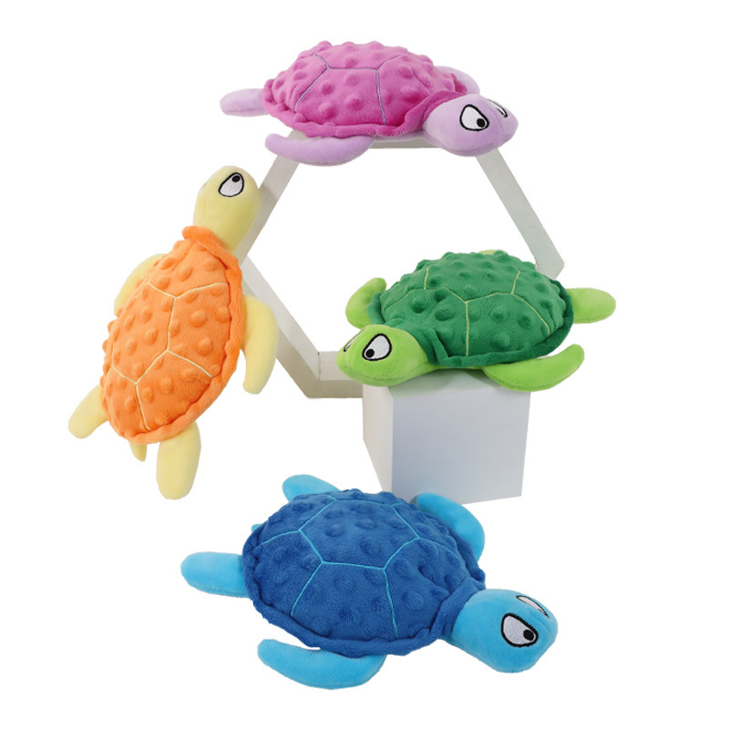 Squeaky Dog Toys, Soft Tough Turtle Plush Toy for Dogs Indoor Play Chewing Interactive Dog Toys with Non-Shedding Wear-resistant Material for Small an