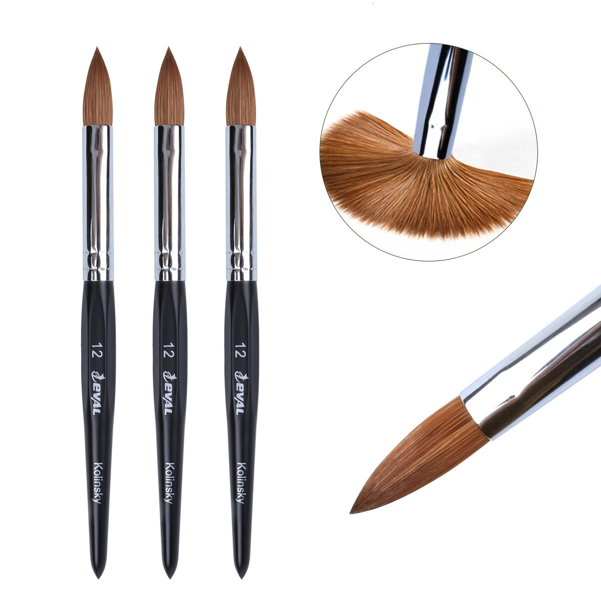 Eval Pure Kolinsky Hair Nail Brushes Acrylic Nail Painting Brush Professional UV GEL Nail Manicure Powder Pedicure Art Tools 250304