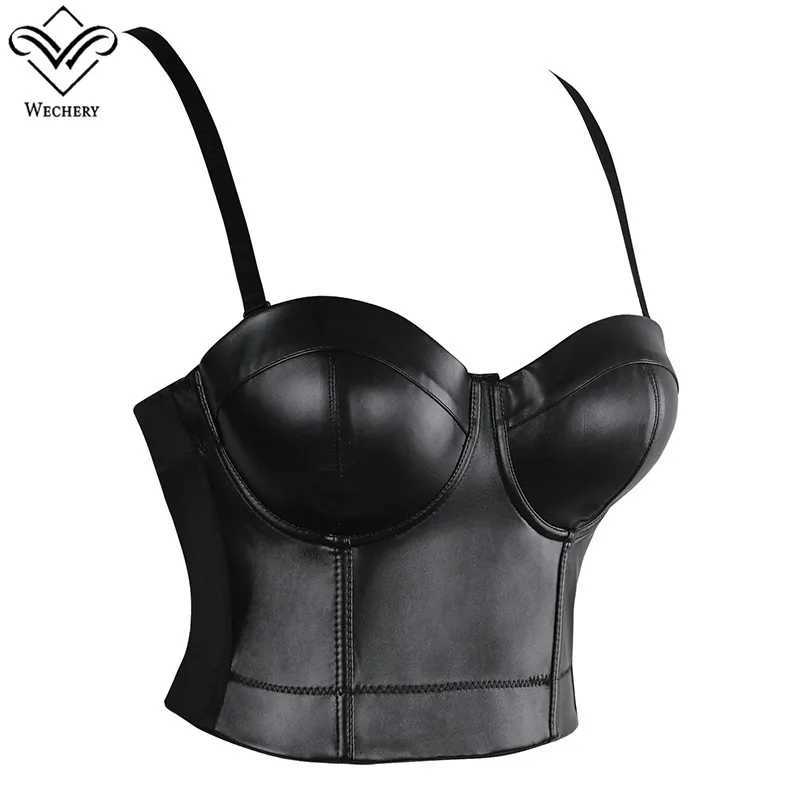 Wechery Women Leather Corset Top Crop Bustier Gothic Bra Push Up Bodice Sexy Lingerie Corselet Party Short Camis Plus Size 6XLXJ250304